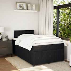 vidaXL Pat box spring cu saltea, negru, 120x200 cm, catifea