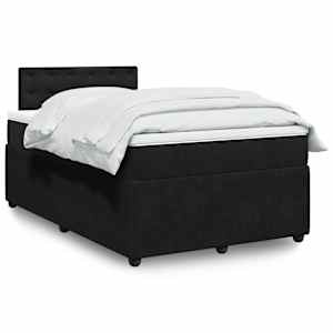Box spring postelja z vzmetnico črna 120x200 cm žamet
