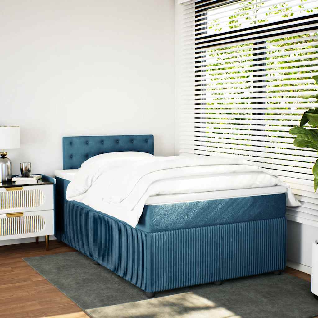 vidaXL Boxspring met matras fluweel blauw 120x200 cm afbeelding