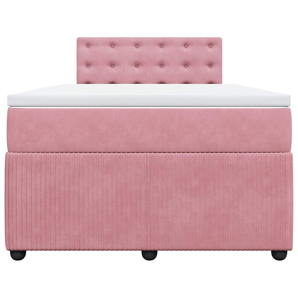 vidaXL Boxspring met matras fluweel roze 120x200 cm, foto 4