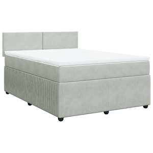 Box spring postel s matrací světle šedá 140x190 cm samet - obrázek 2
