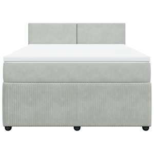 Box spring postel s matrací světle šedá 140x190 cm samet - obrázek 4