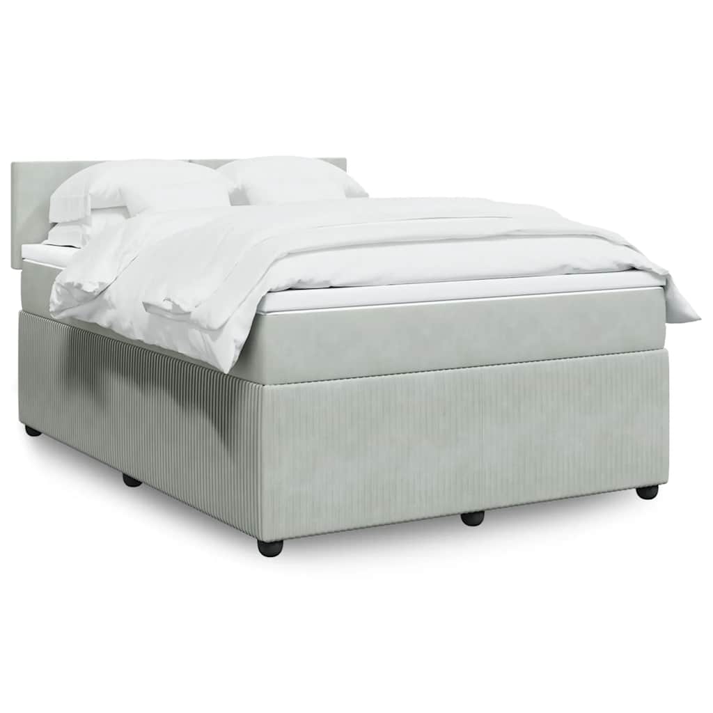 vidaXL Giroletto a Molle con Materasso Grigio Chiaro 140x190cm Velluto