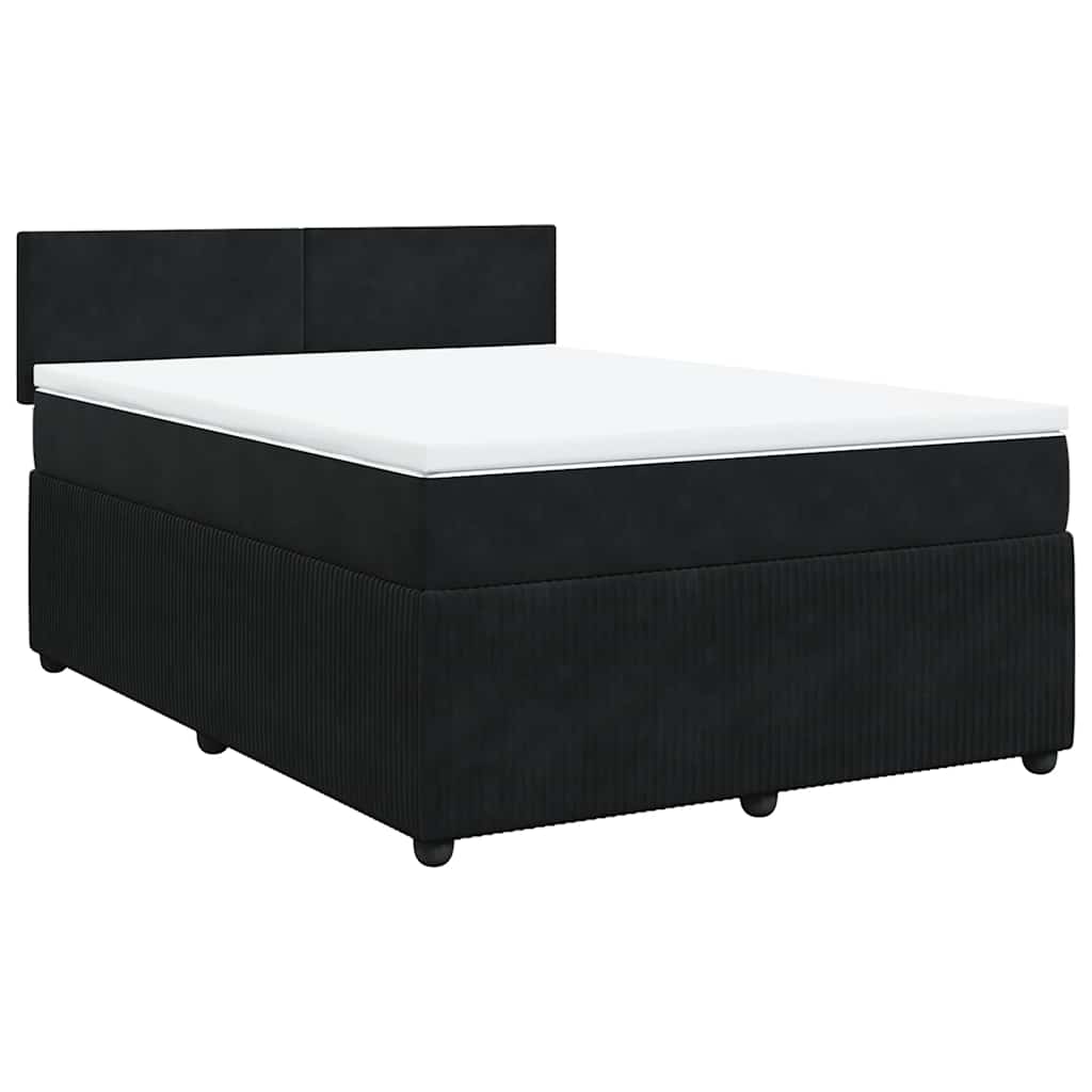 vidaXL Boxspring met matras fluweel zwart 140x190 cm, foto 3