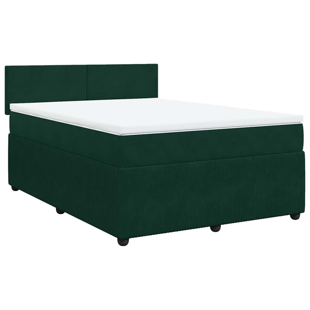 Thumbnail - vidaXL Boxspringbett mit Matratze Dunkelgrün 140x190 cm Samt