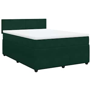 Box spring postel s matrací tmavě zelená 140x190 cm samet - obrázek 2