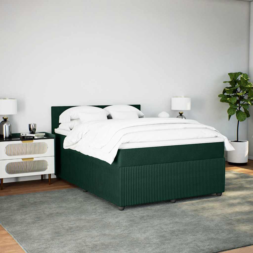 Thumbnail - vidaXL Boxspringbett mit Matratze Dunkelgrün 140x190 cm Samt