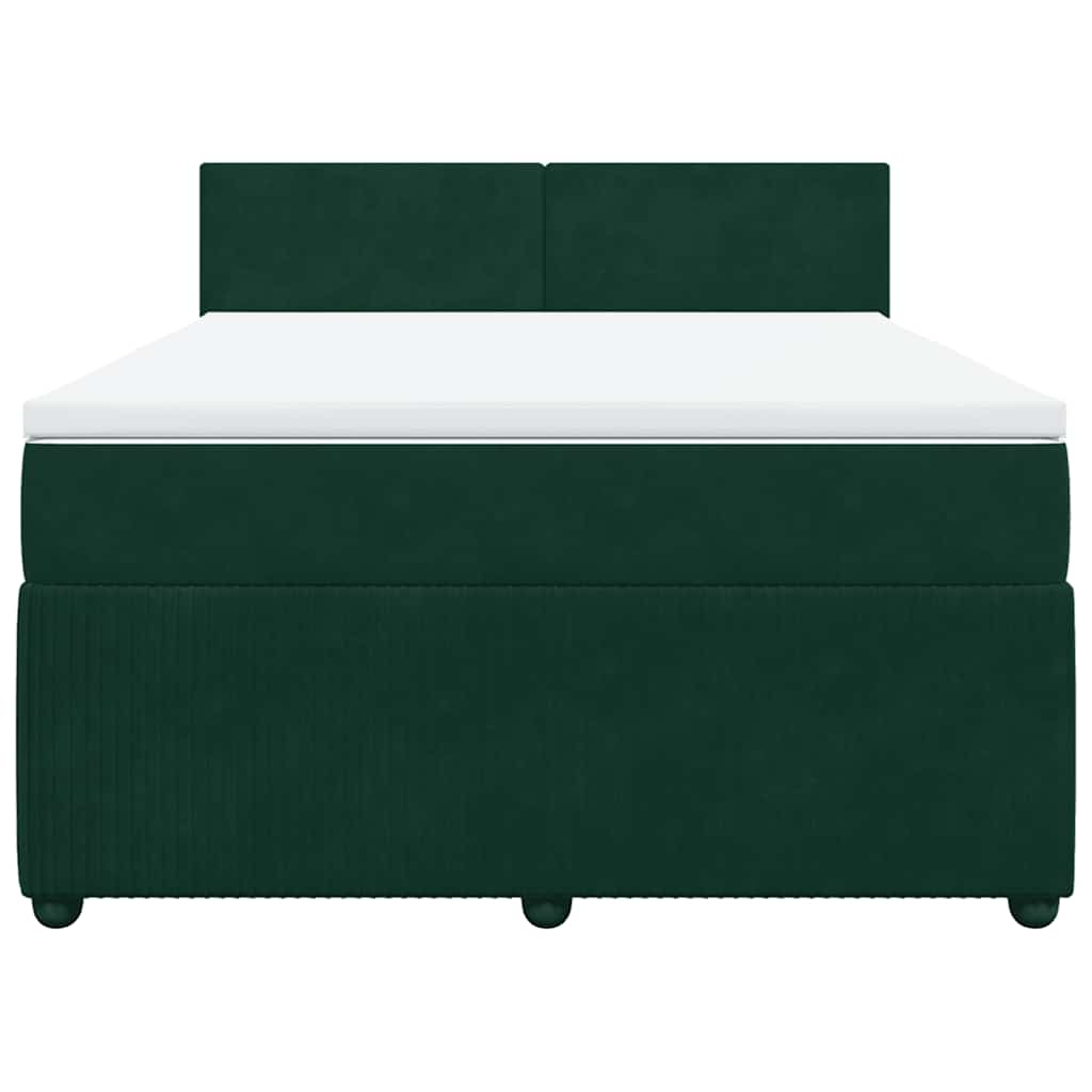 vidaXL Boxspring met matras fluweel donkergroen 140x190 cm groen, foto 4