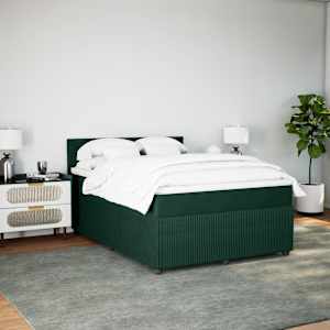 Box spring postel s matrací tmavě zelená 140x190 cm samet - obrázek 3