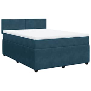 Box spring postel s matrací modrá 140 x 190 cm samet - obrázek 2