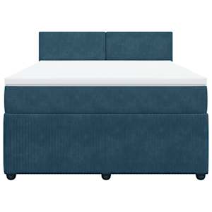 Box spring postel s matrací modrá 140 x 190 cm samet - obrázek 4