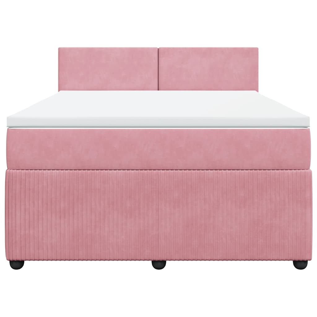 vidaXL Boxspring met matras fluweel roze 140x190 cm, foto 4