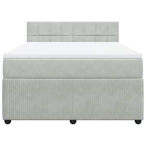 Box spring postel s matrací světle šedá 140x190 cm samet - obrázek 4
