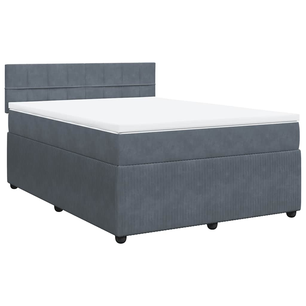 vidaXL Boxspring met matras fluweel donkergrijs 140x190 cm grijs, foto 3