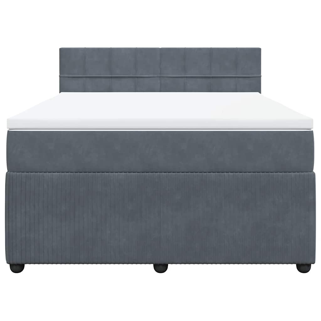 vidaXL Boxspring met matras fluweel donkergrijs 140x190 cm grijs, foto 4