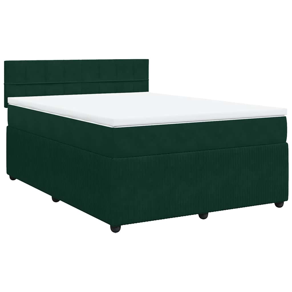 vidaXL Boxspring met matras fluweel donkergroen 140x190 cm groen, foto 3