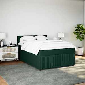 Box spring postel s matrací tmavě zelená 140x190 cm samet - obrázek 3