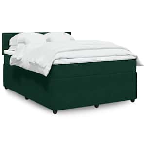 Box spring postel s matrací tmavě zelená 140x190 cm samet - obrázek 1