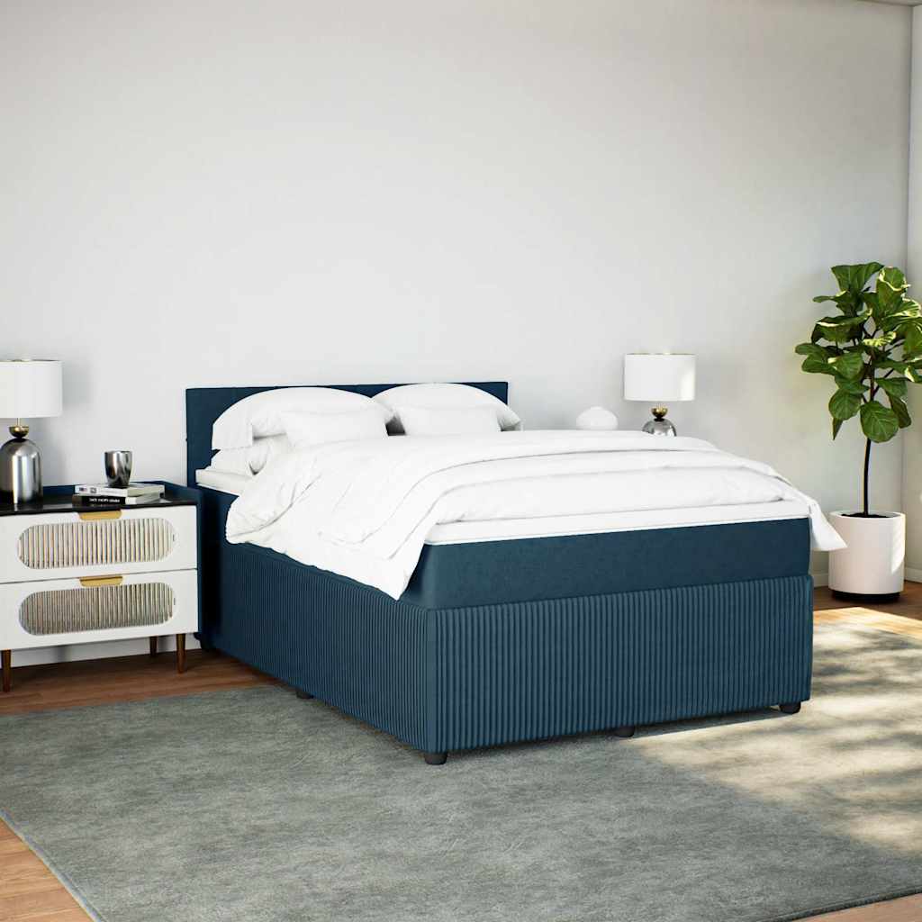 vidaXL Boxspring met matras fluweel blauw 140x190 cm, foto 2