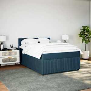 Box spring postel s matrací modrá 140 x 190 cm samet - obrázek 3