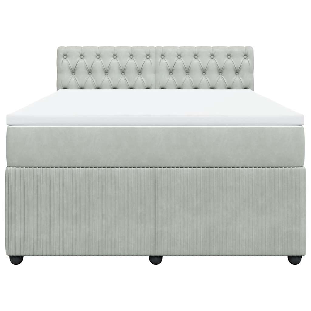 vidaXL Boxspring met matras fluweel lichtgrijs 140x190 cm grijs, foto 4