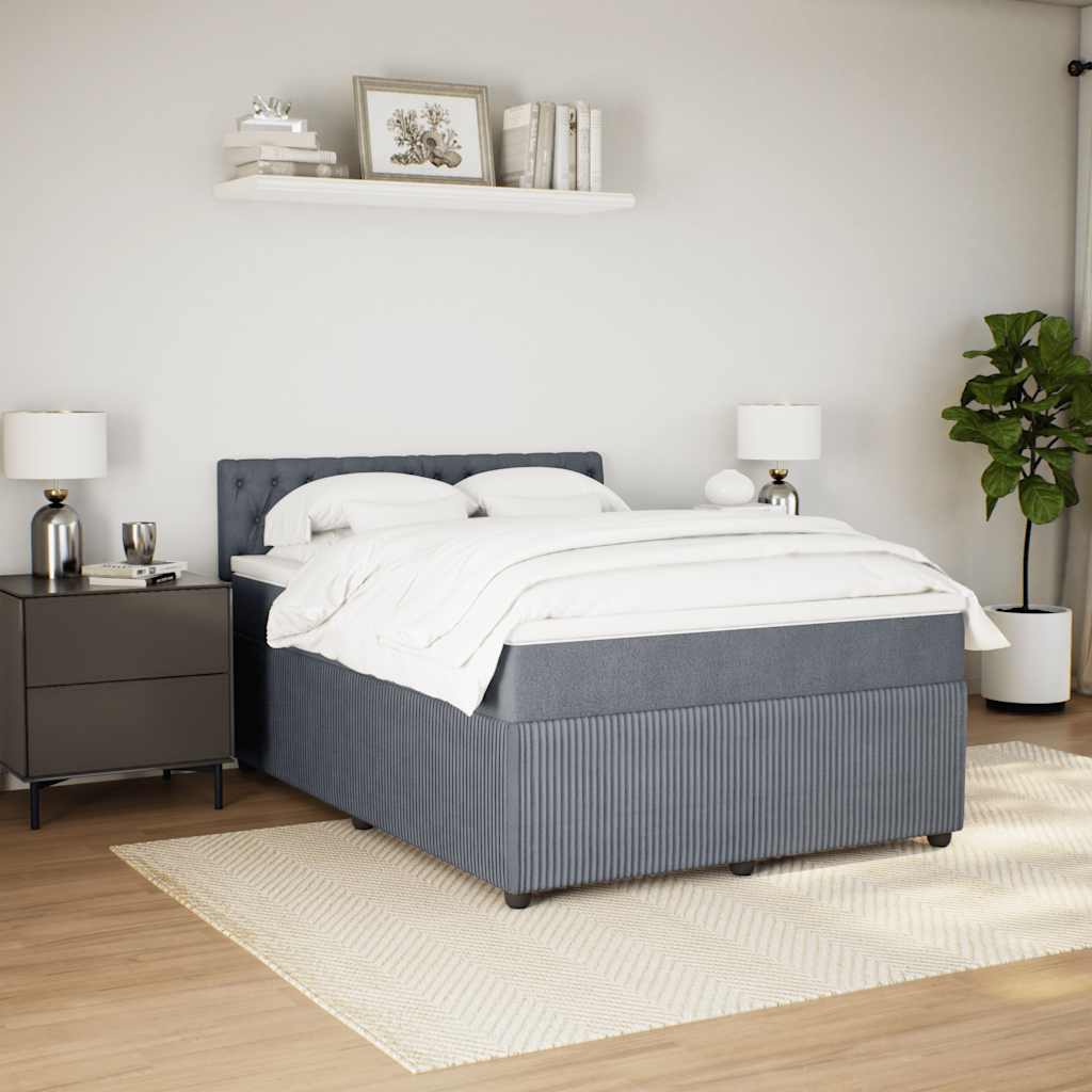 vidaXL Boxspring met matras fluweel donkergrijs 140x190 cm afbeelding