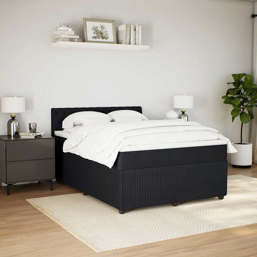 vidaXL Boxspring met matras fluweel zwart 140x190 cm afbeelding