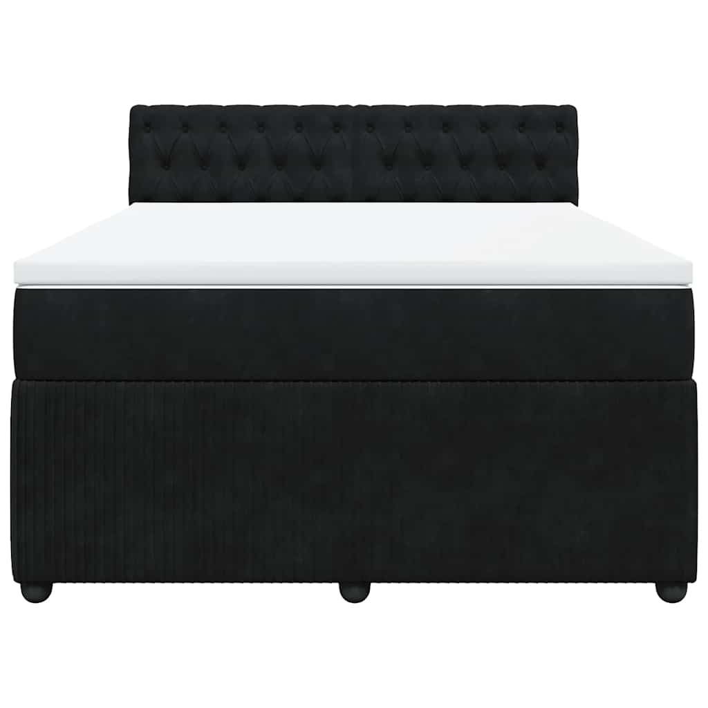 vidaXL Boxspring met matras fluweel zwart 140x190 cm, foto 4