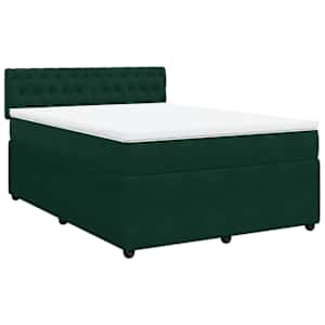 Box spring postel s matrací tmavě zelená 140x190 cm samet - obrázek 2