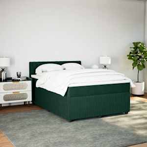 Box spring postel s matrací tmavě zelená 140x190 cm samet - obrázek 3