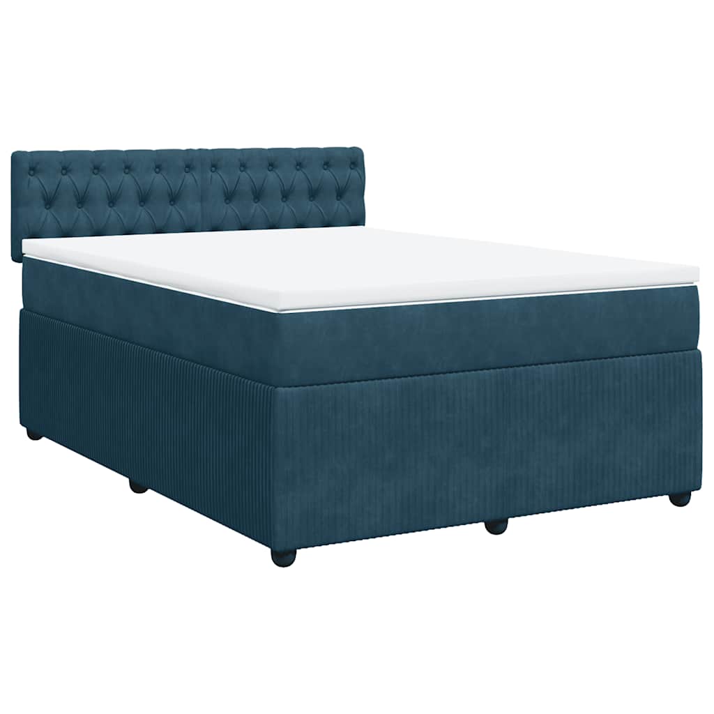 Thumbnail - vidaXL Boxspringbett mit Matratze Blau 140x190 cm Samt