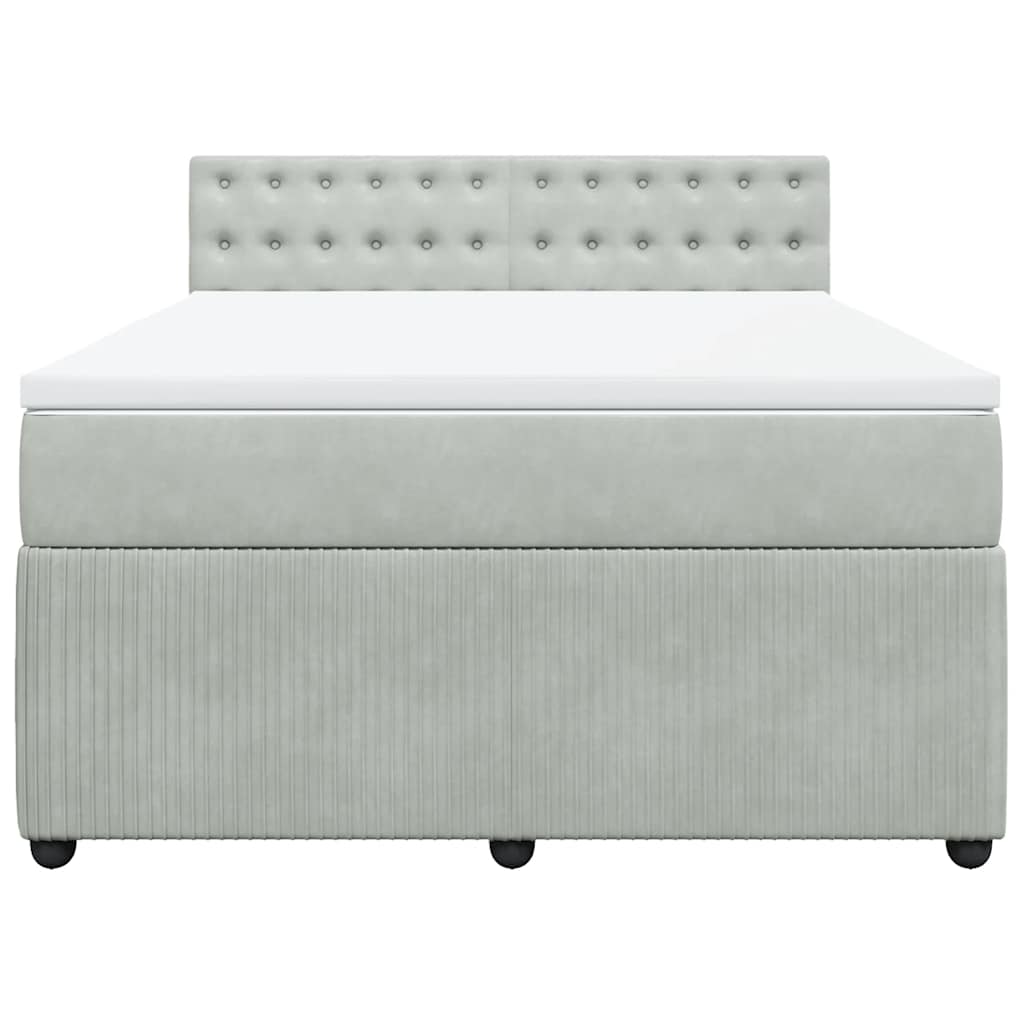 vidaXL Boxspring met matras fluweel lichtgrijs 140x190 cm grijs, foto 4