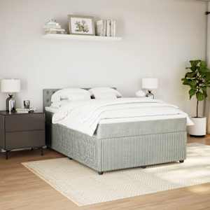 Box spring postel s matrací světle šedá 140x190 cm samet - obrázek 3