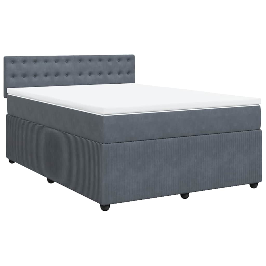 vidaXL Boxspring met matras fluweel donkergrijs 140x190 cm grijs, foto 3