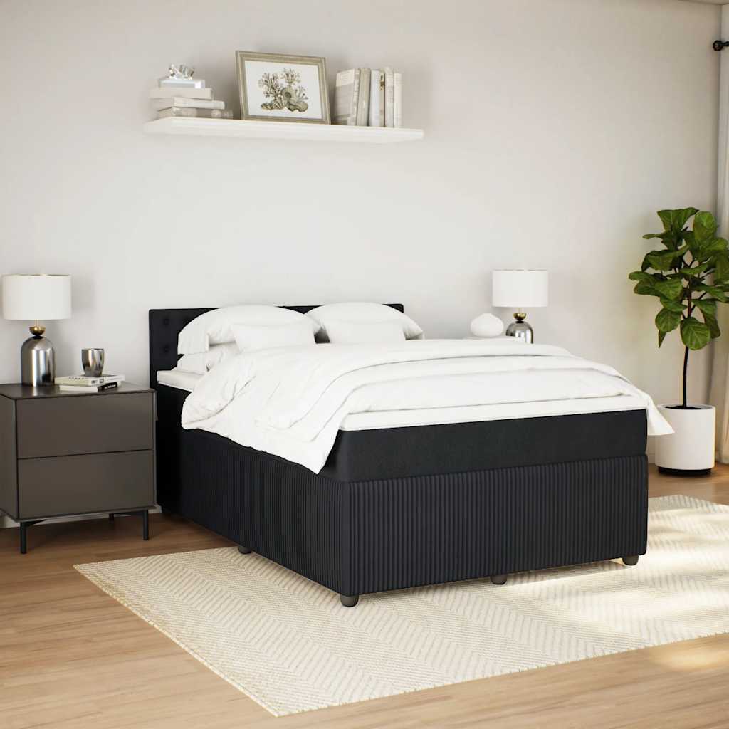 vidaXL Boxspring met matras fluweel zwart 140x190 cm afbeelding
