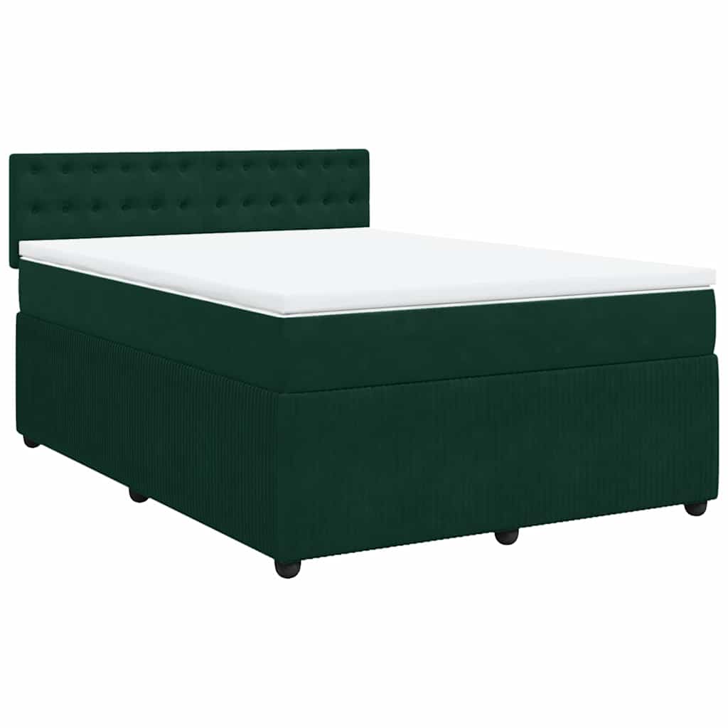Thumbnail - vidaXL Boxspringbett mit Matratze Dunkelgrün 140x190 cm Samt