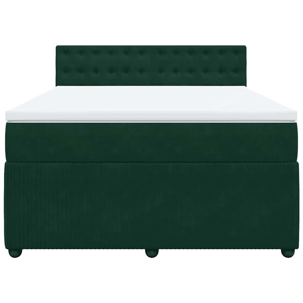vidaXL Boxspring met matras fluweel donkergroen 140x190 cm groen, foto 4