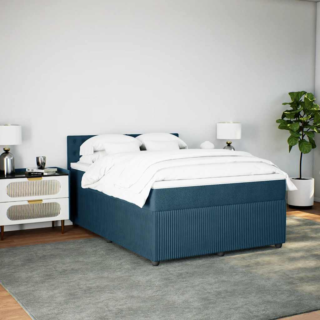 Thumbnail - vidaXL Boxspringbett mit Matratze Blau 140x190 cm Samt