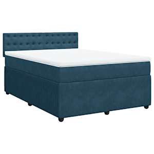 Box spring postel s matrací modrá 140 x 190 cm samet - obrázek 2