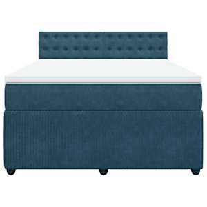 Box spring postel s matrací modrá 140 x 190 cm samet - obrázek 4