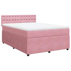 Box spring postel s matrací růžová 140x190 cm samet - obrázek 2