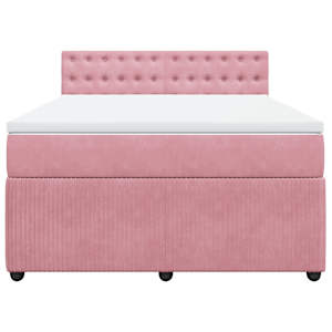 Box spring postel s matrací růžová 140x190 cm samet - obrázek 4