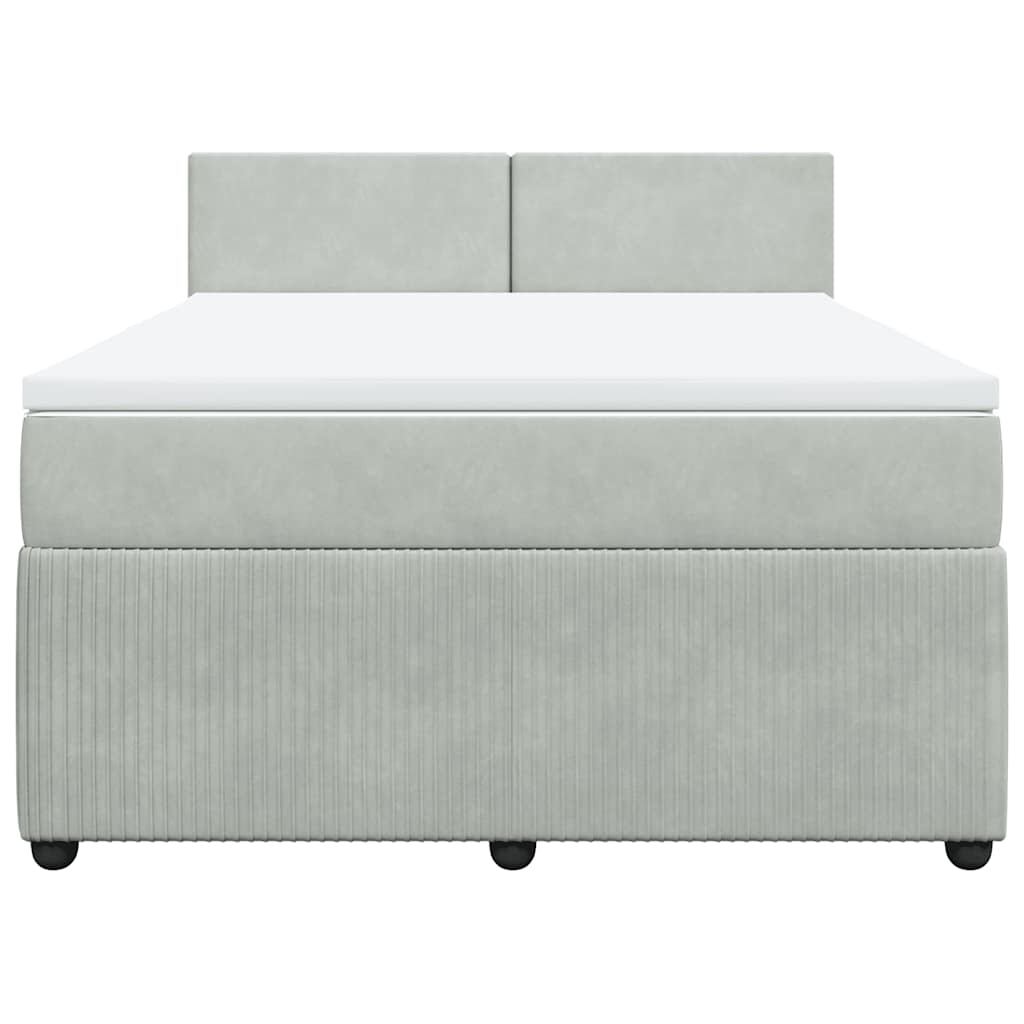 vidaXL Boxspring met matras fluweel lichtgrijs 140x200 cm grijs, foto 4