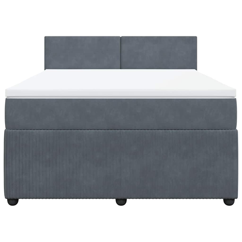 vidaXL Boxspring met matras fluweel donkergrijs 140x200 cm grijs, foto 4