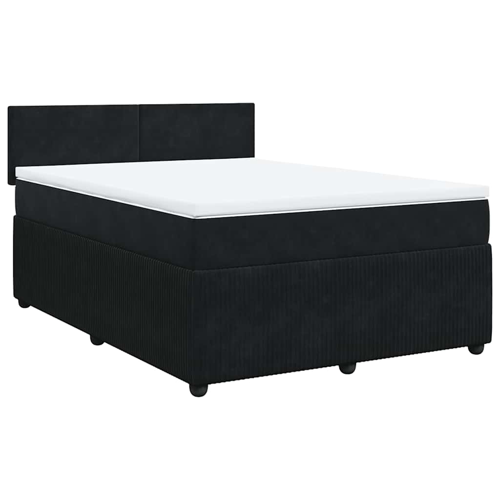 vidaXL Boxspring met matras fluweel zwart 140x200 cm, foto 3