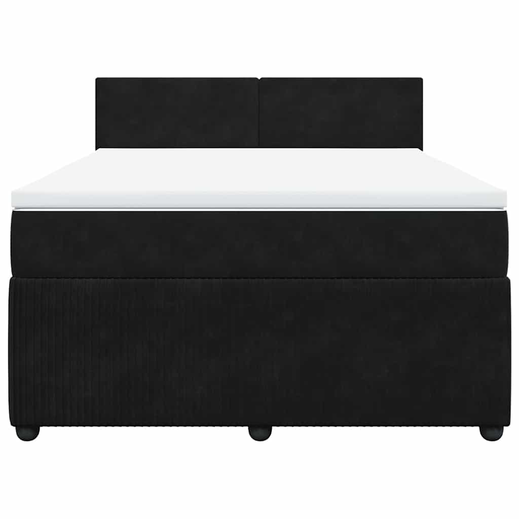 vidaXL Boxspring met matras fluweel zwart 140x200 cm, foto 4