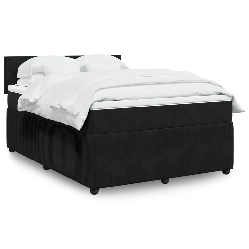 Boxspringbett mit Matratze Schwarz 140×200 cm Samt