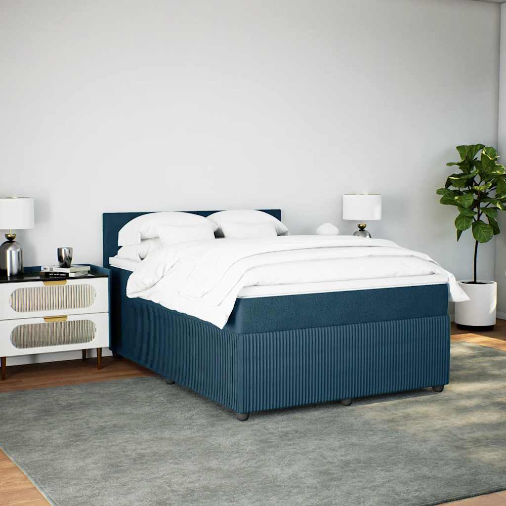 Thumbnail - vidaXL Boxspringbett mit Matratze Blau 140x200 cm Samt
