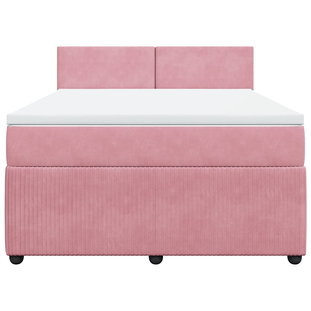 vidaXL Boxspring met matras fluweel roze 140x200 cm, foto 4