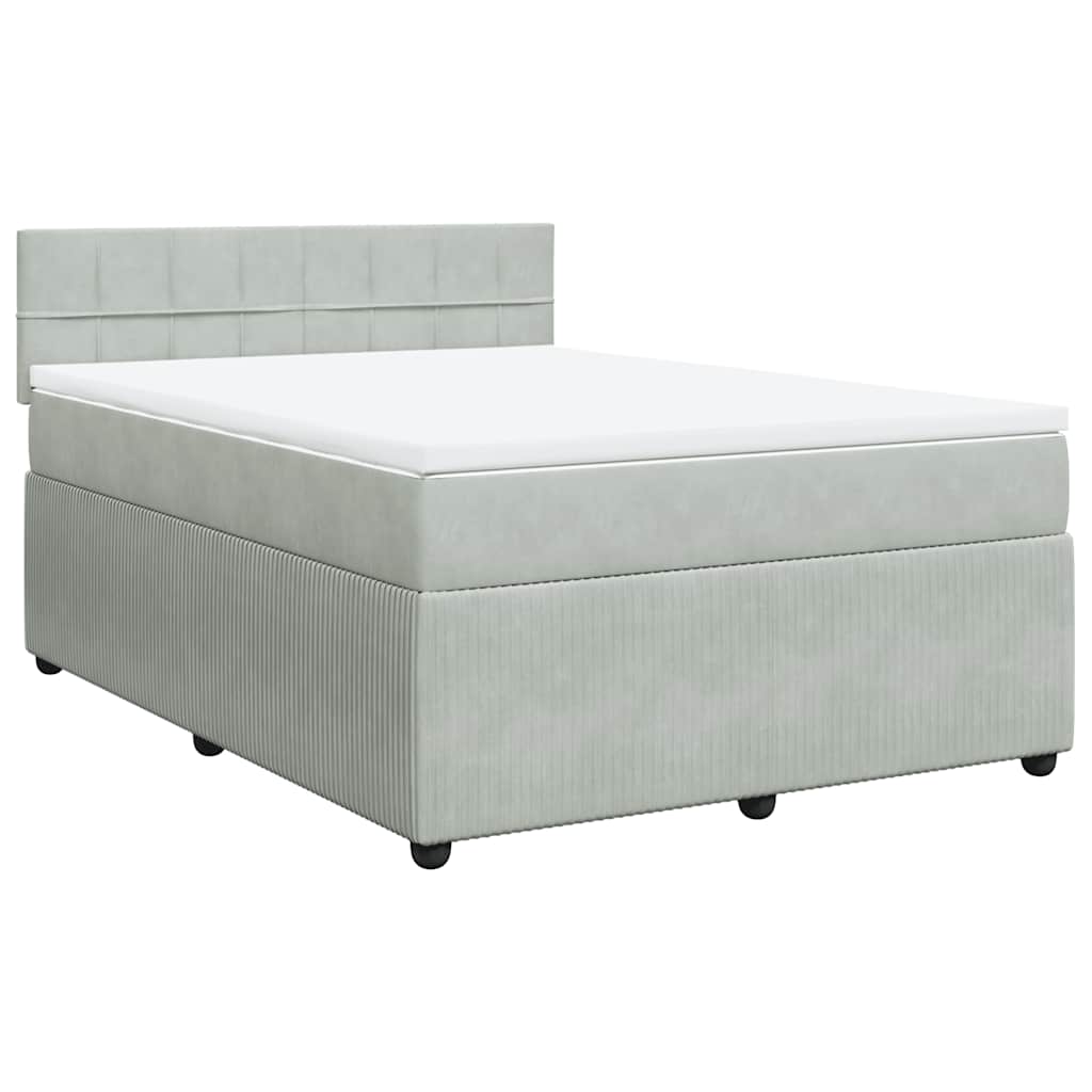 vidaXL Boxspring met matras fluweel lichtgrijs 140x200 cm grijs, foto 3